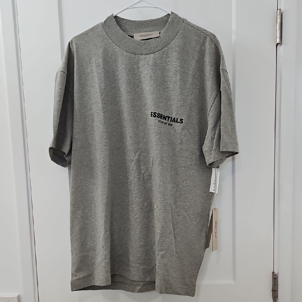 Essentials Gray Short Sleeve Tee Classic Crew Neck